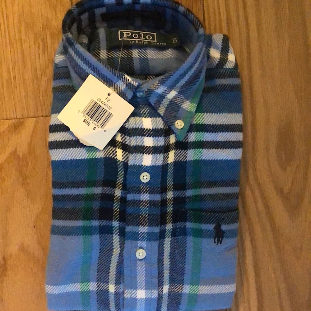 Polo Kids by Ralph Lauren Flannel long sleeve button down plaid shirt NWT